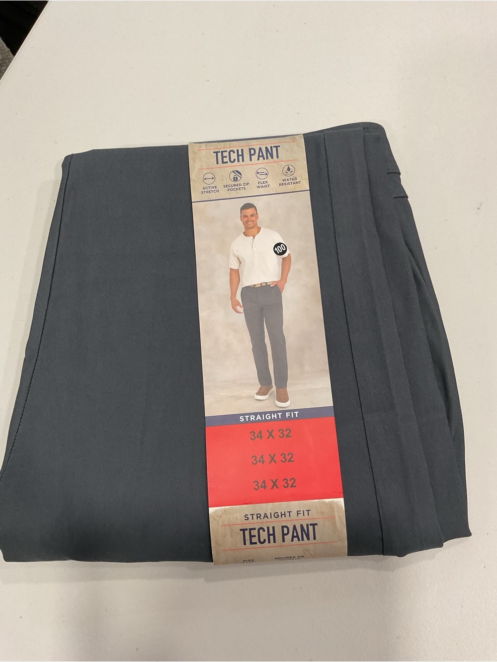 Weatherproof Vintage Mens Tech Pant Straight Fit Dark Gray 34x32 NWT